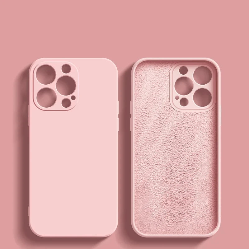 Luxury Liquid Silicone Phone Case For Apple iPhone 16 15 14 13 12 11 Pro Max Soft Case Shockproof Bumper Cover Phone Accessories