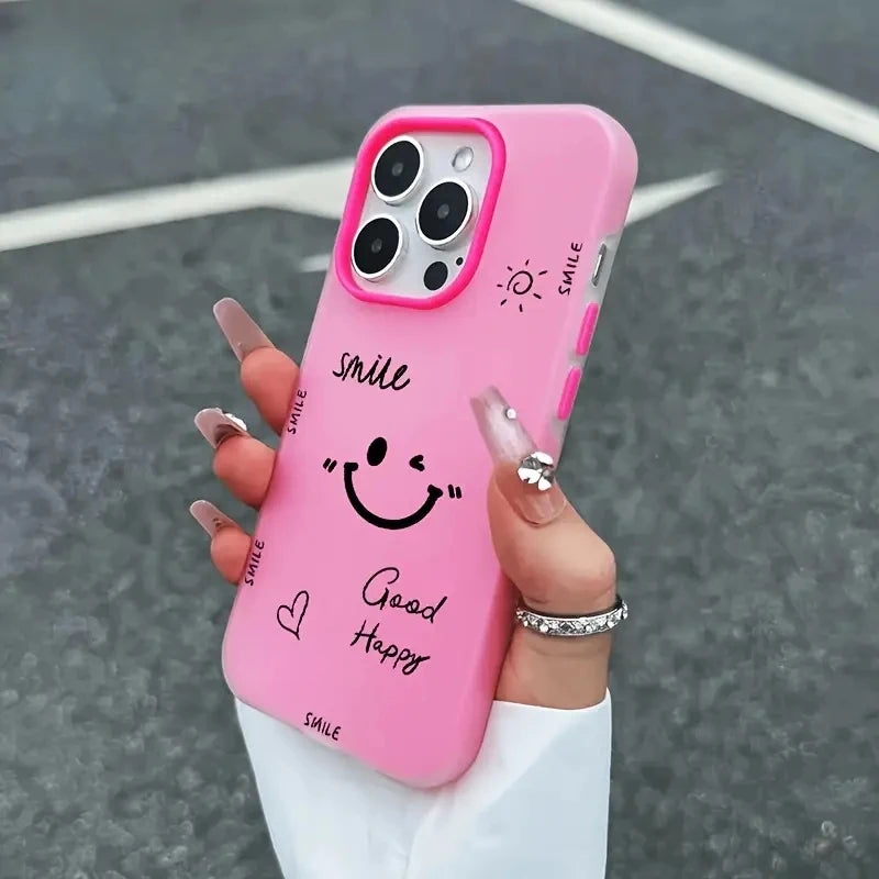 Luxury Smiling Face Jelly Color Shockproof Case for iPhone 17 Air 16 15 13 12 11 Pro Max 14 Plus Shockproof Phone Back Cover