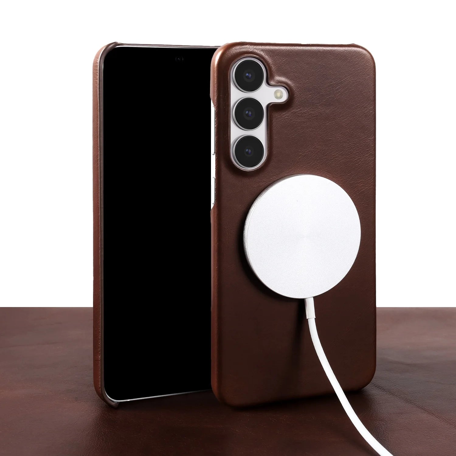 For Magsafe Case For Samsung Galaxy S25FE S26 S24 S23 S22 S21 S20FE Business Genuine Leather Back Cover Magnetic Phone Cases