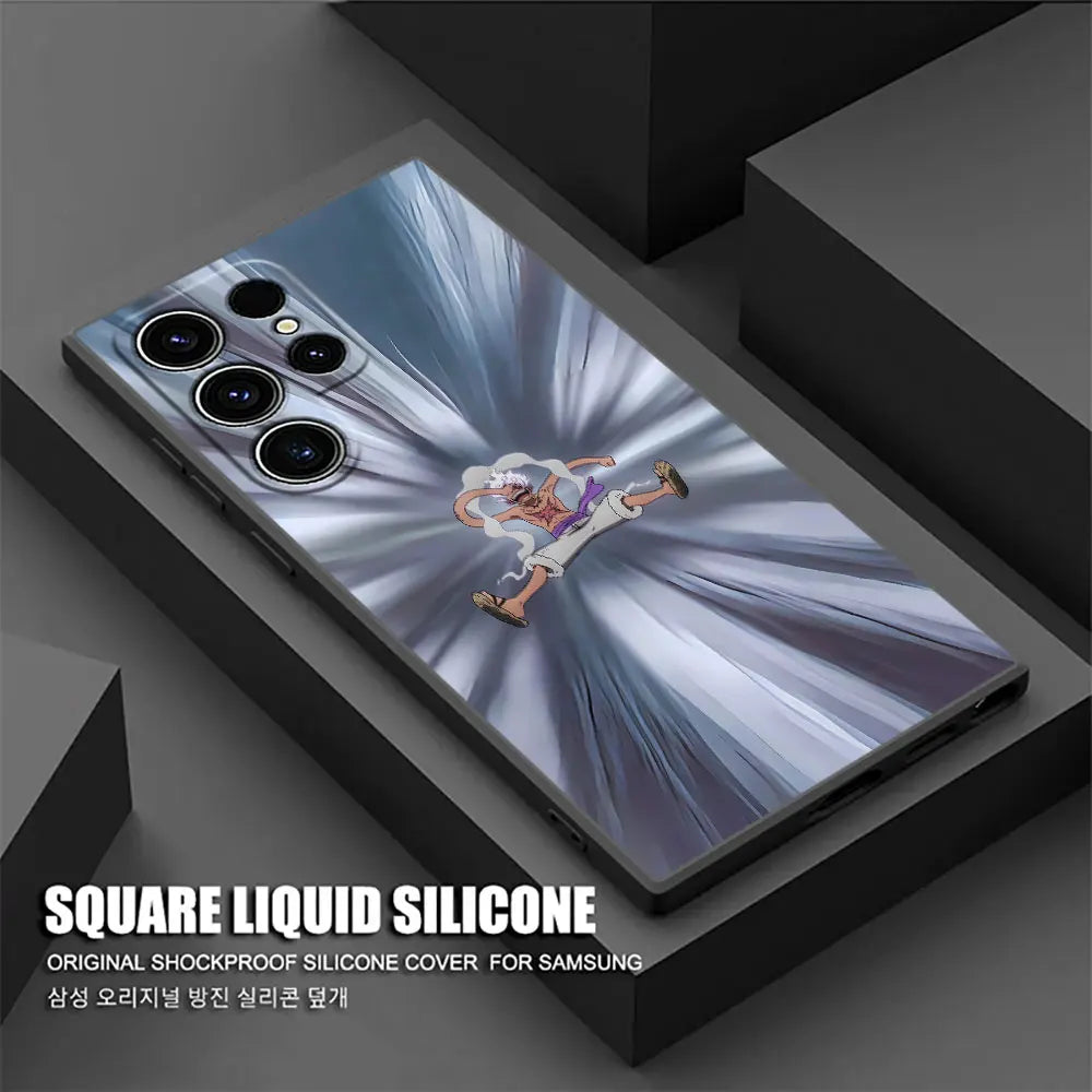 Japan O-One Piece Luffy Gear 5 Phone Case For Samsung Galaxy S25 S24 S23 S20 S21 FE S26 S22 Ultra S26 Plus S25FE Silicone Cover