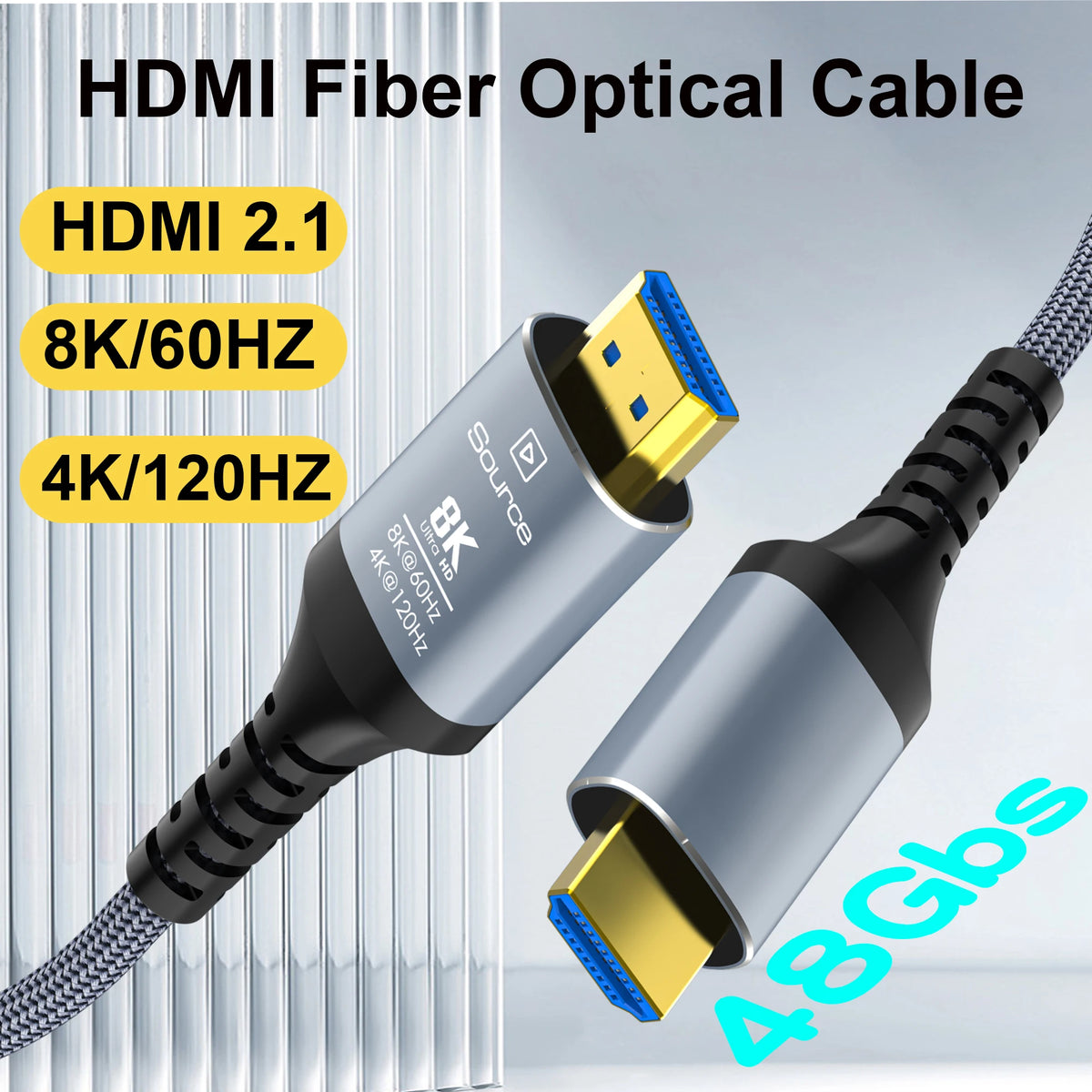 CYANMI HDMI 2.1 Fiber Optic Cable 10m 15m 8K60Hz 4K120Hz HDMI 2.1 Cable EARC HDR HDCP 2.2 2.3 for PS5/4/Blu-ray/Xbox/RTX 4090