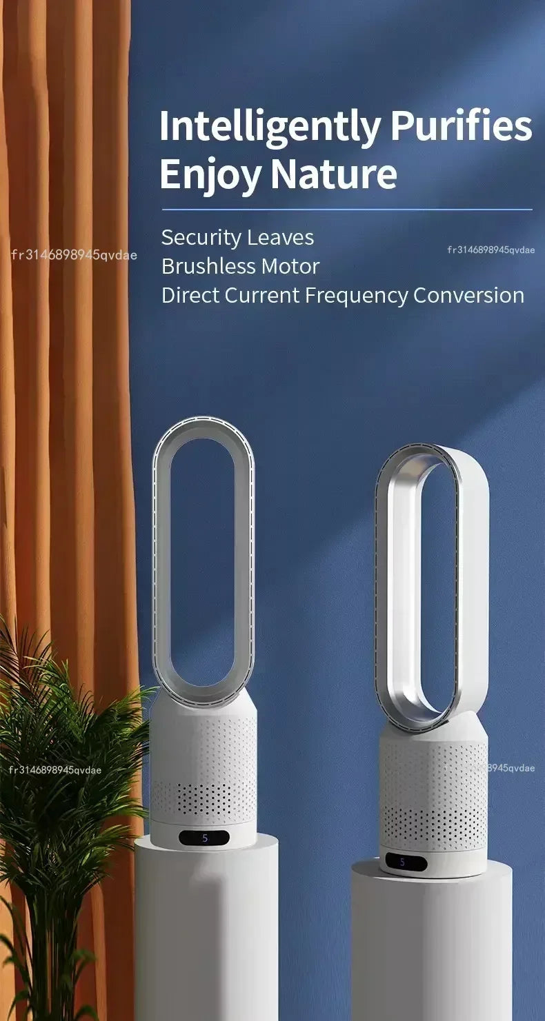 2026 Space Saving Bladeless Tower Fan Energy Saving Air Purifier Circulator Ultra Quiet Fan for Home Dorm Office