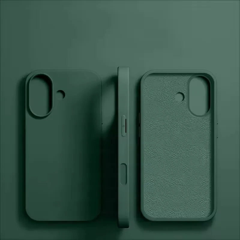 For iPhone 16 15 14 13 12 11 Pro Max Plus Luxury Liquid Silicone Phone Case NEW Matte Shockproof Cover Soft TPU Protective Shell