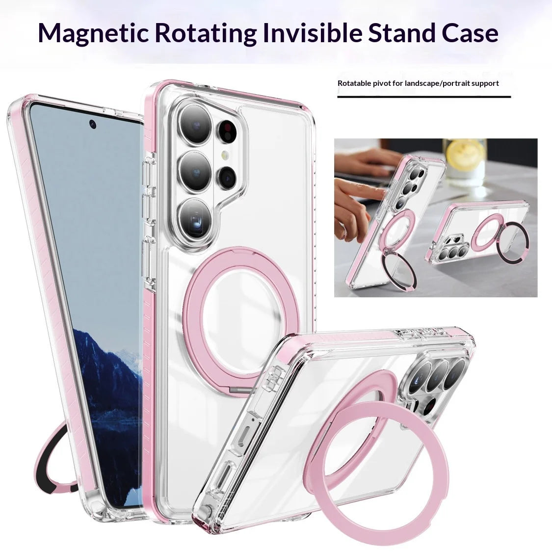 for S26Ultra S26+ For Magsafe 360°Rotation Stand Case For Samsung Galaxy S26 Ultra Plus S25 S24 Plus TPU Magnetic Charging Cover