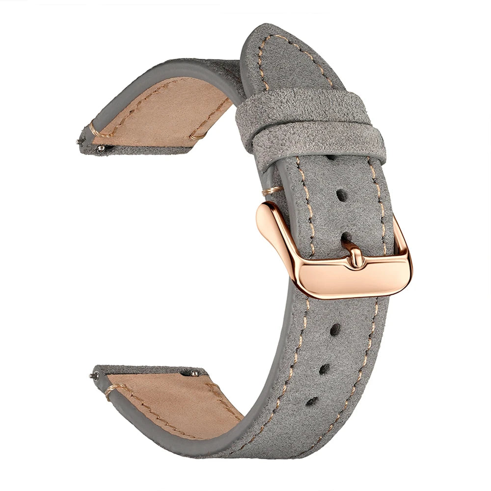 Suede Leather Watch Bands 18mm 20mm 22mm Matte Cowhide Straps For Huawei Watch GT3/GT3 Pro Bracelet Golden Brown Watch Wristband