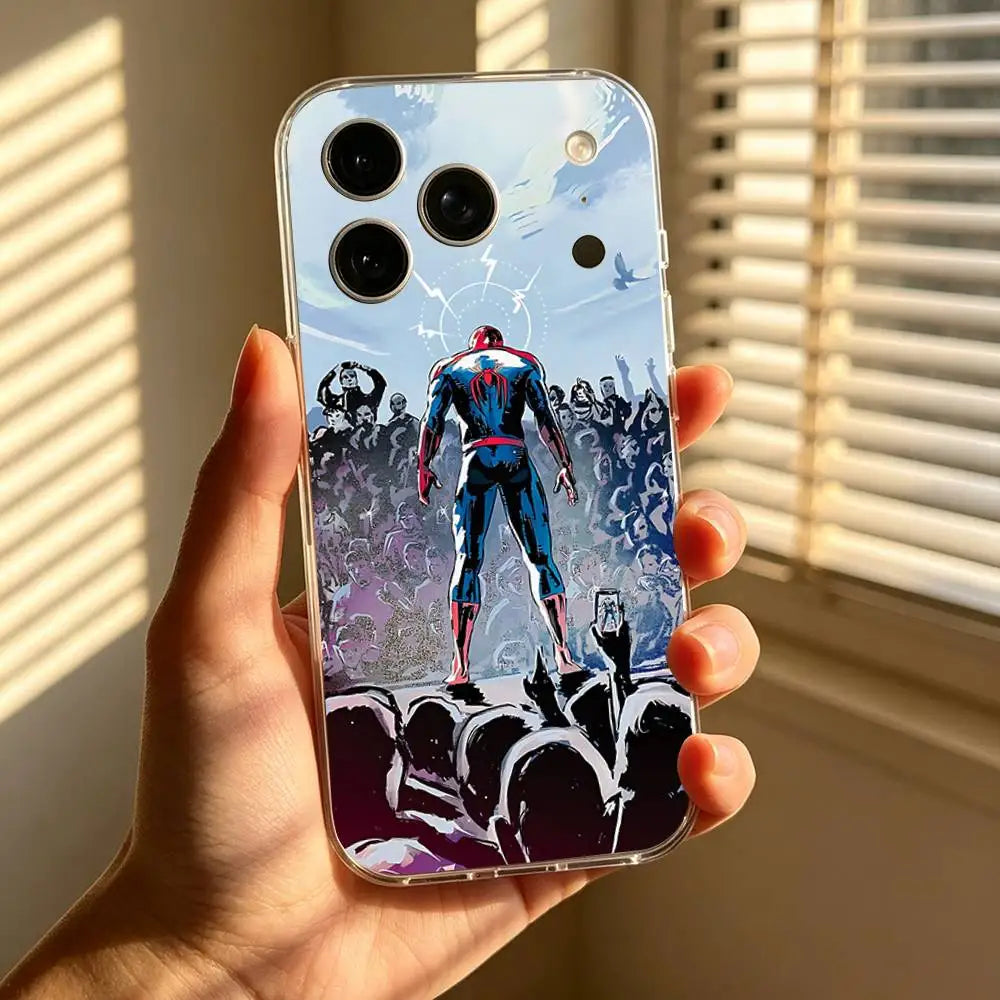 Classic-S-Spider-Man-S Phone Case For IPhone 17 16 15 14 Plus 13 12 11 Pro Max Phone Back Cover Transparent Shockproof Cover
