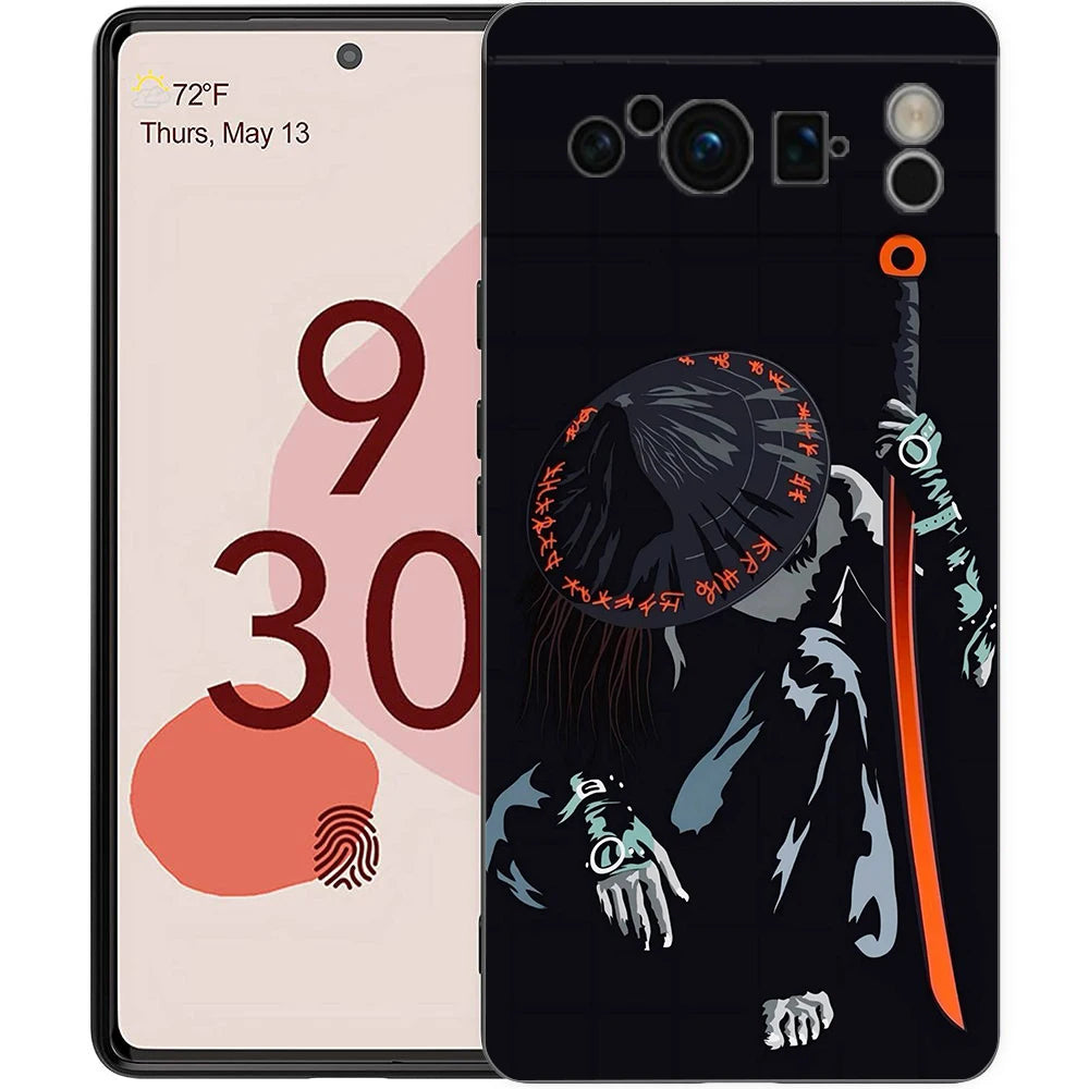 Japanese Bushido Samurai Phone Case For Google Pixel 10 9 8 7 6 Pro XL 9A 8A 6A 7A 5G Soft Shockproof TPU Black Cover