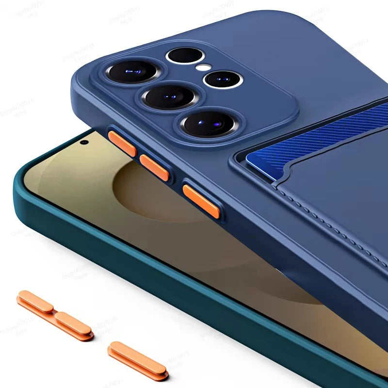 Liquid Silicone Case For Samsung Galaxy S26 S25 S24 S23 S22 S21 Ultra Plus FE Edge Card Holder Case For Samsung A57 A56 A55 A54