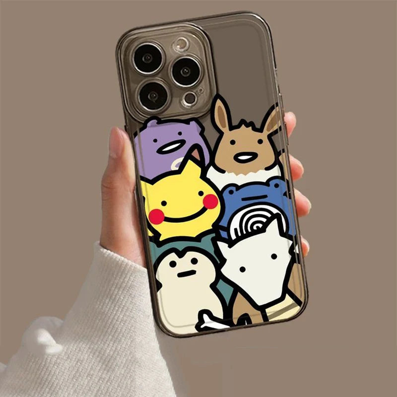 Fashion Kawaii Graffiti P-Pokemon Phone Case For iPhone 17 16 15 14 13 12 11 Pro Max XR XS MAX 78PLUS MINI Y2K Transparent Cov