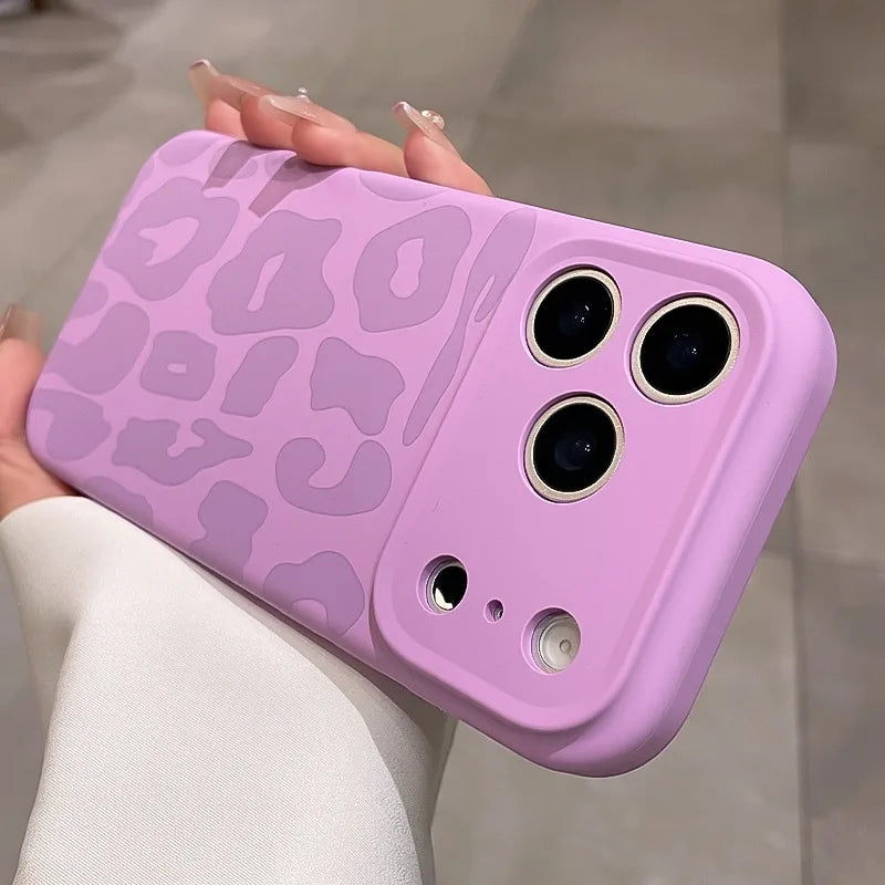 Leopard Pattern Liquid Silicone Case for iPhone 17 16 Pro Max Air 14 15 Plus 11 12 Camera Control Button Soft Shockproof Cover