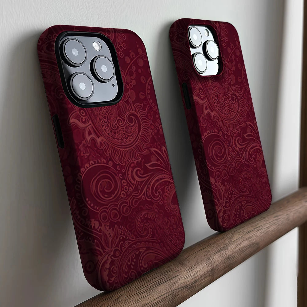 CaseLumi Matte Bumper for Magsafe Case for IPhone 17 16 15 14 Plus 13 Pro Max Shockproof Hard PC Burgundy Hearts Cover