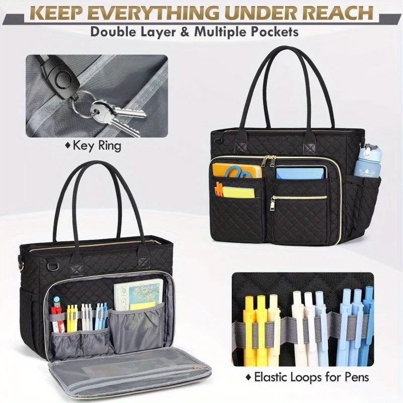 Spacious Business Commuter Laptop Bag with Accordion File Pocket and Gift Scrapbook Holder for Teachers and Professionals