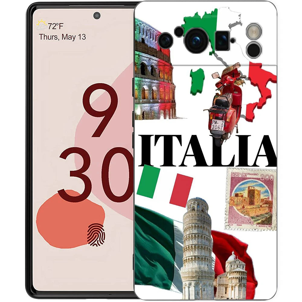 Italian flag Phone Case For Google Pixel 10 9 8 7 6 Pro XL 9A 8A 6A 7A 5G Soft Shockproof TPU Black Cover