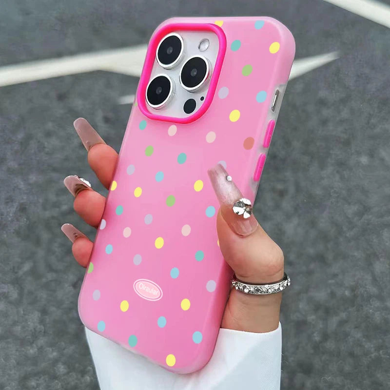 Luxury Colorful Dots Jelly Color Phone Case For iPhone 17 Air 11 12 13 14 15 16 17 Pro Max Plus Shockproof Bumper Cases Cover