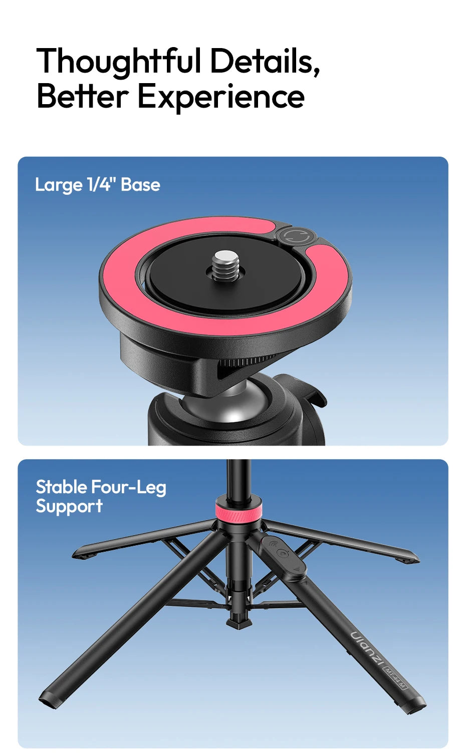 Ulanzi MT-44M 1.49M Magsafe Tripod Stand for Iphone Android Smartphone Camera DSLR Selfie Stick with 360° Ballhead for Vlog Live