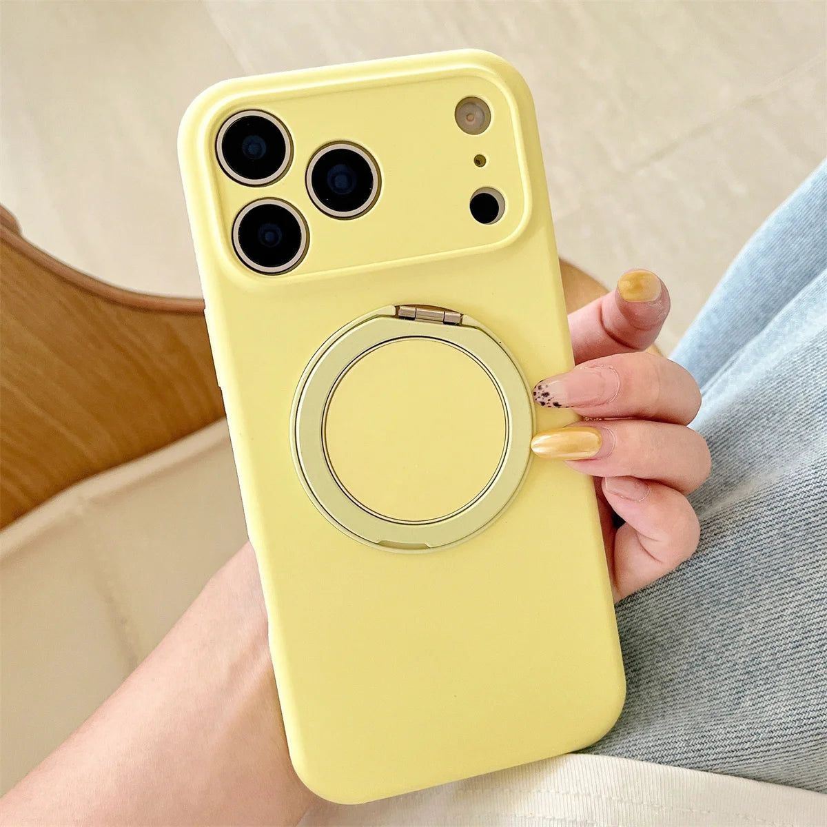 360 Rotate Bracket for Magsafe Magnetic Phone Case for IPhone 17 Air 16 15 14  Pro Max Stand Silicone Soft Protective Cover