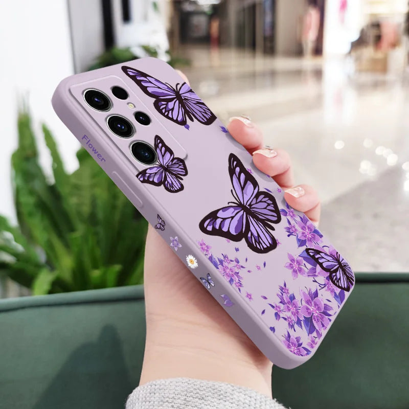 Dreamy Butterfly Phone Case For Samsung Galaxy S25 S24 S23 S22 S21 S20 Ultra FE S10 S10E Plus Note 20 Ultra Silicone Cover