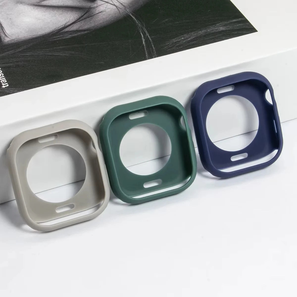 Soft Silicone Case for Apple Watch Band 46mm 45 44 42mm 41 40mm Accessories Protectector iWatch Series SE 12 11 10 9 8 7 6 Cover
