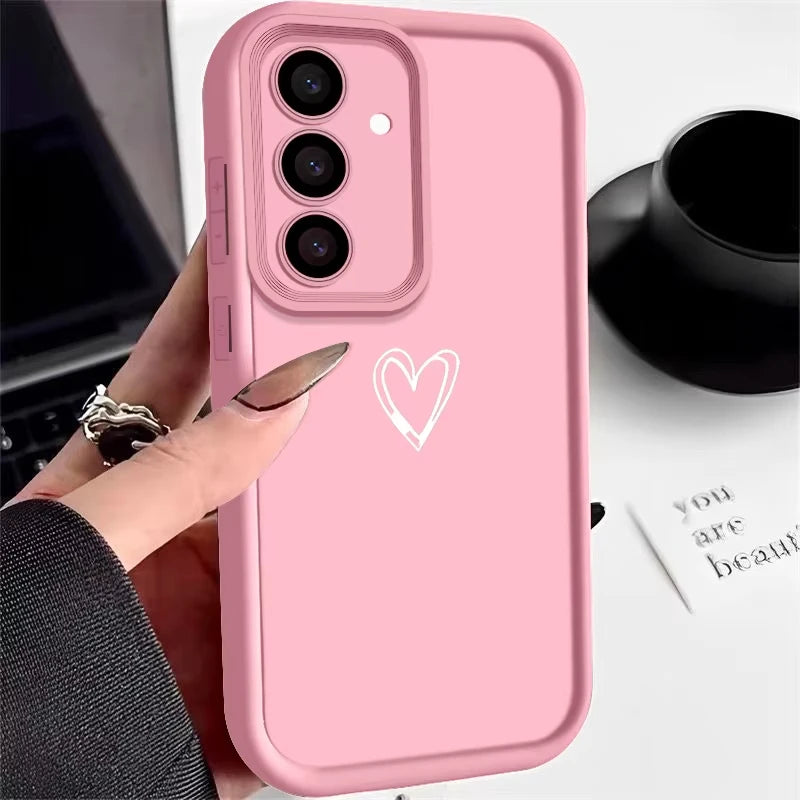 Simple Love TPU Case For Samsung S26 S25 S24 S23 S22 S21 Ultra Plus FE S25 edge A54 Shockproof Solid Color Silicone Phone Cover