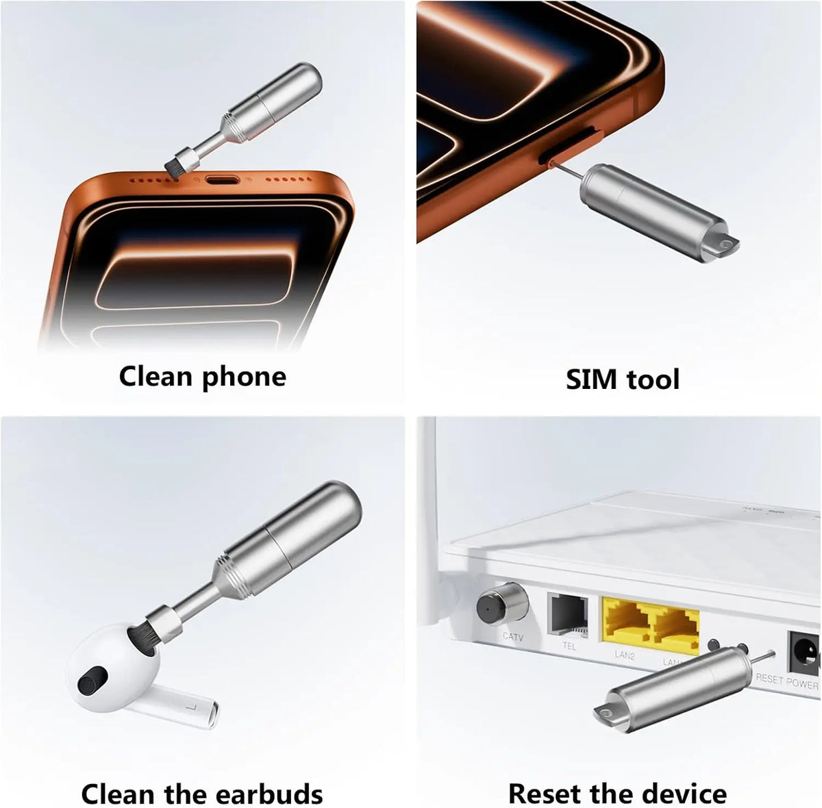 2 in 1 SIM Card Tray Removal Tool Mobile Phone Speaker Charging Port Cleaning for iPhone Samsung Xiaomi Earphones Clean Brush