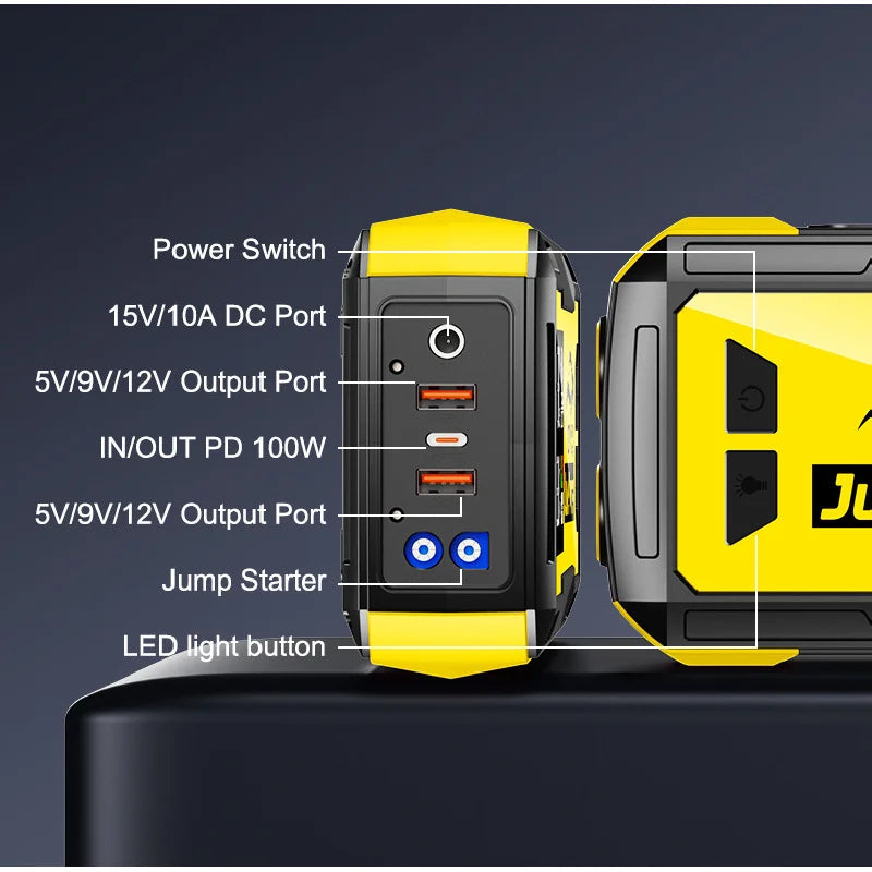 32000mAh 100W Car Emergency Battery Starter Jump Portable Power Bank Multi Function 8000A Ultra-Large Capacity Starting Device