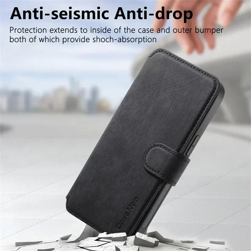 Card Wallet Magnetic 2 In 1 Detachable Flip Card Slots Leather Case For Magsafe iPhone 17 16 15 14 13 12 Pro Max Plus 17Air 16E