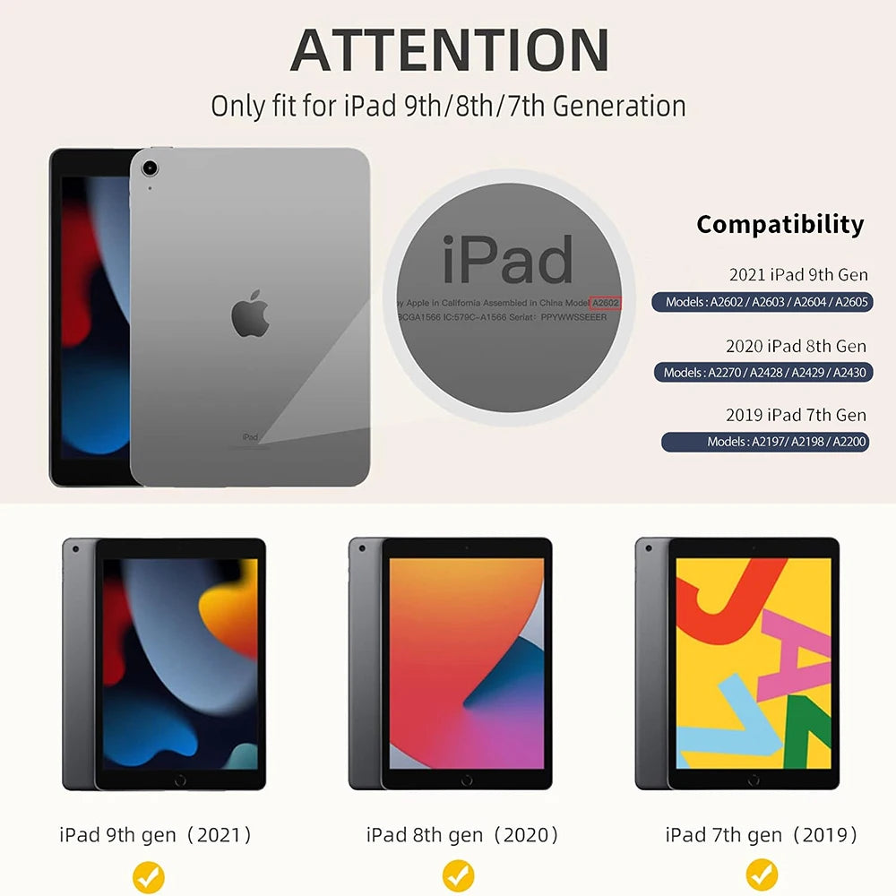 For iPad 9th Generation Case 2021/iPad 8th Generation Case 2020 10.2 Inch, iPad 7th Generation 2019 Magnetic Flip Smart Cover