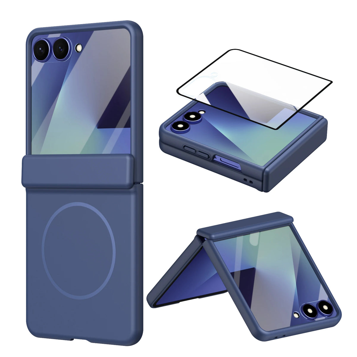 Hinge Protective Magnetic for Samsung Z Flip 8 7 FE 6 5 4 3 with Tempered Protective Film Phone Case for Samsung Galaxy Z Flip 8