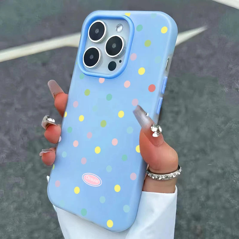 Luxury Colorful Dots Jelly Color Phone Case For iPhone 17 Air 11 12 13 14 15 16 17 Pro Max Plus Shockproof Bumper Cases Cover