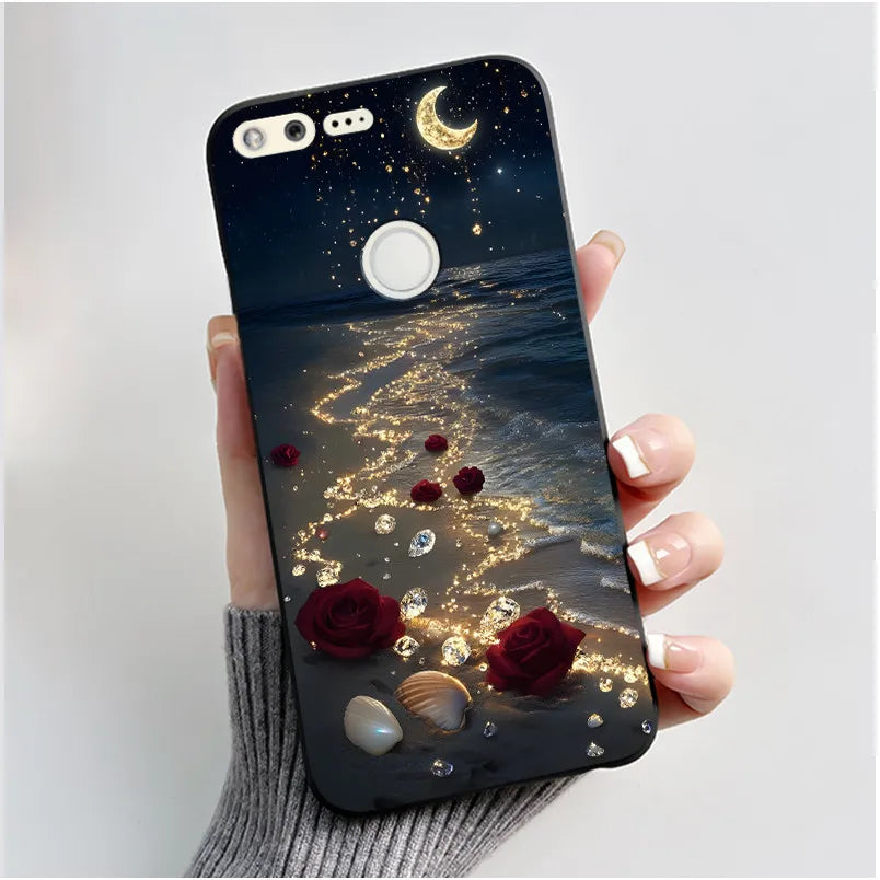 Luxury Cute Love Rabbit Cartoon Funny Case For Google Pixel XL Pixel1 1 XL Black Silicone Soft Phone Case Protective Back Cover