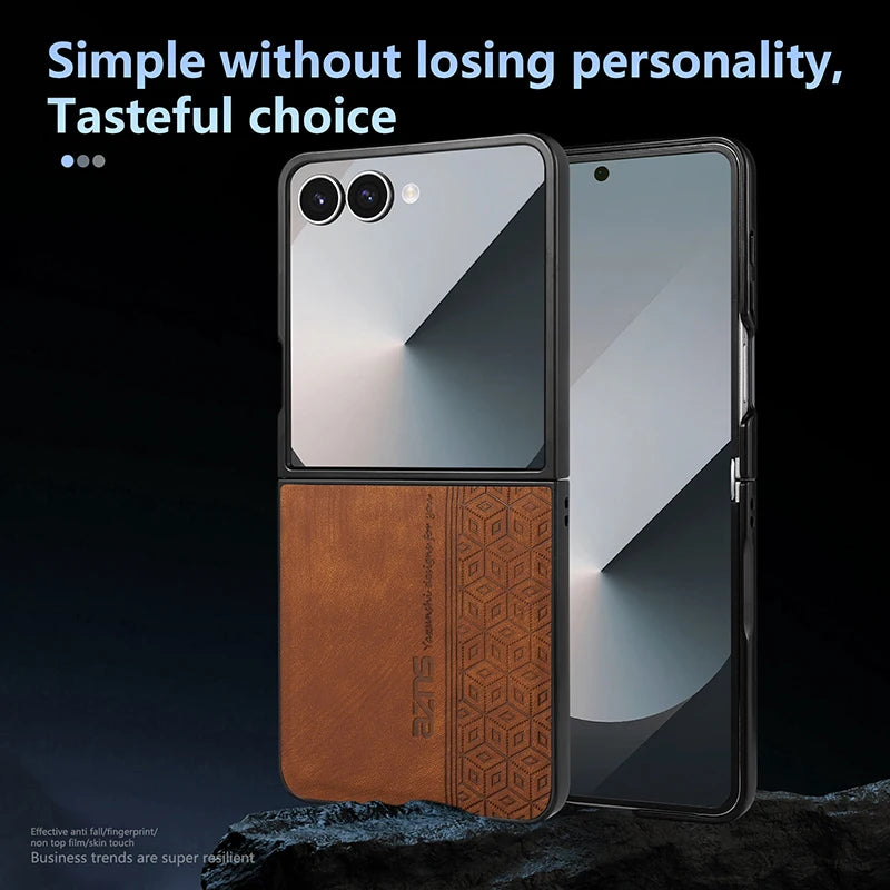 Case For Samsung Galaxy Z Flip 8 Z Flip 7 FE 6 5 4 3 Phone Case Retro style Business Flip Cover For Samsung W25 W24 Flip Cover5G