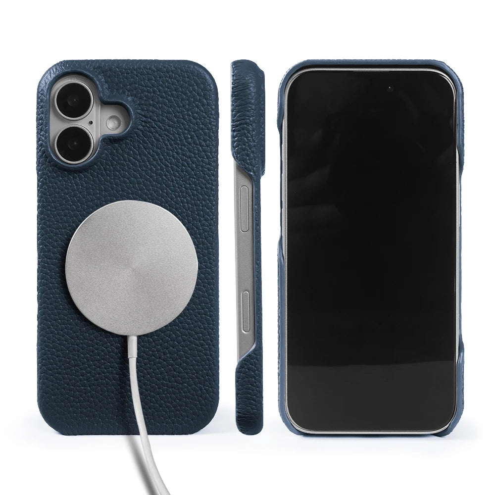 For Magsafe Lychee Pattern Genuine Leather Case for iphone 17 Pro Max Air 16 17e 16e 15 14 Plus 13 12 Mini Phone Case Back Cover