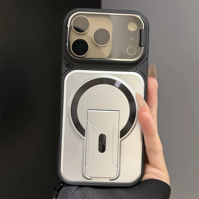 Fold Stand Magnetic Armor Case for iPhone 17 Air 16 15 14 Plus 13 12 11 Pro Max For Magsafe Camera Holder Lens Protection Cover