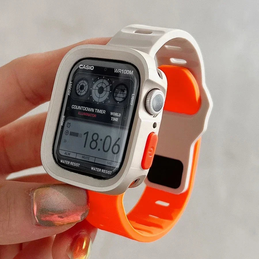 Silicone Case+Strap for Apple Watch Ultra3 49mm Series 11/10 42mm 38 44mm 40mm 45mm 41mm Bracelet Cover for iWatch Series 8 9 7