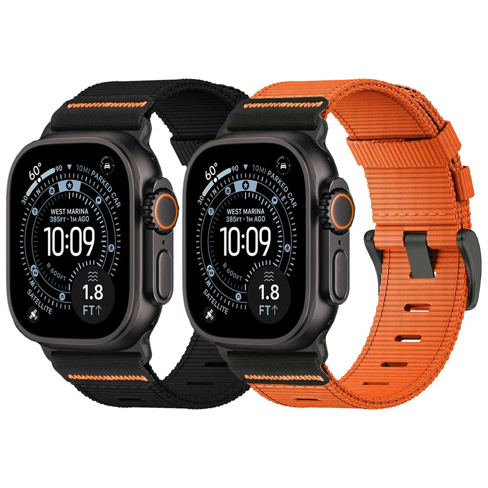 Nylon Strap for Apple Watch Bands Series 12/11/10/9/8/7/6/SE/Ultra 4 3 49mm 46mm 45mm 44/41mm Belt Bracelet Correa iWatch Strap