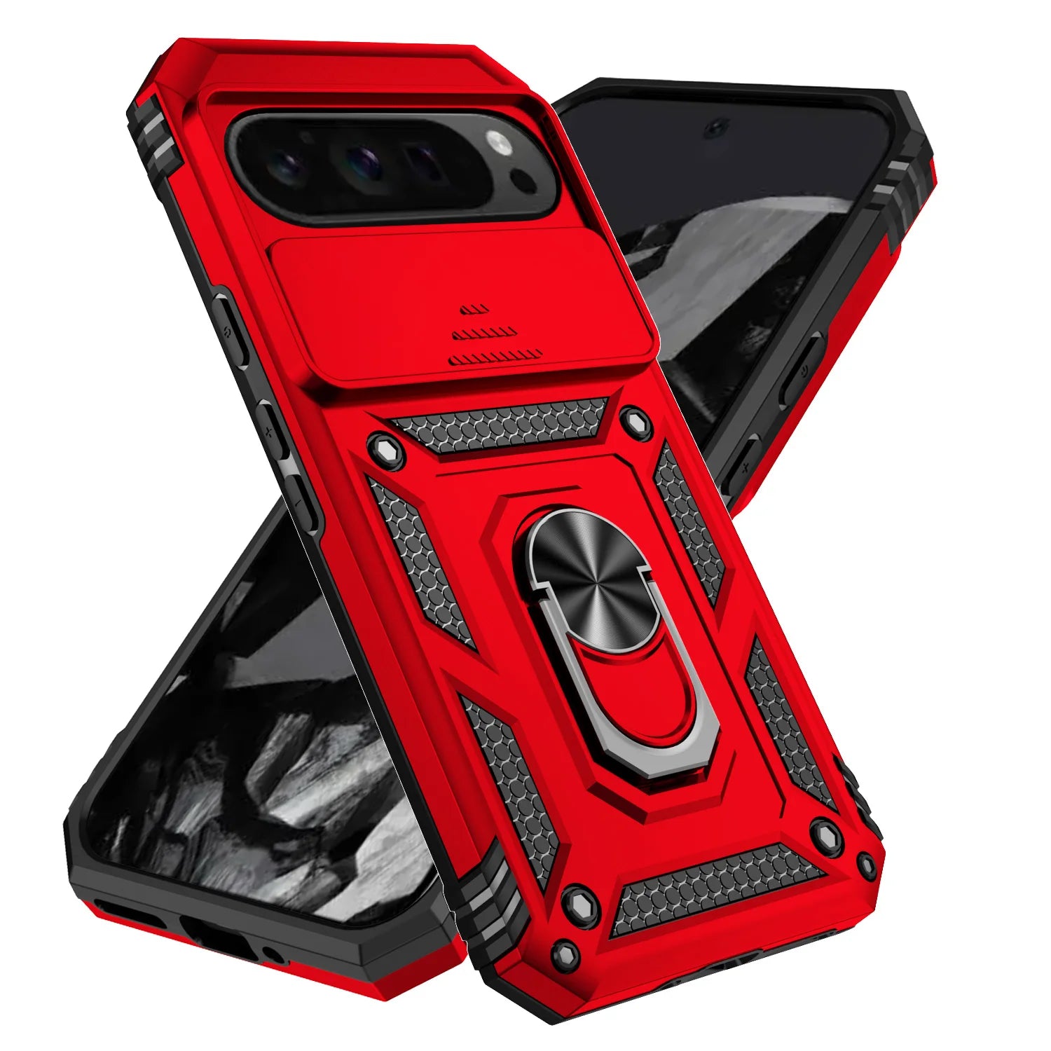 Armor Ring Bracket holder Case for Google pixel 10 Pro 9 ProXL 8 7 6 Pro XL 10A 9A 8A 7A 6A Shockproof lens Slide Protect Cover