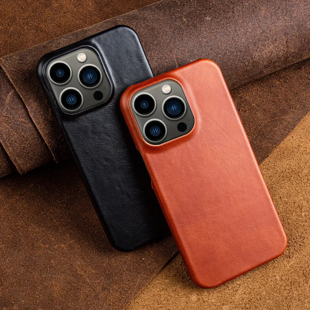 Oil Wax Luxury Genuine Leather Cover Case For Iphone 14 13 12 15 Pro Max 11 Case For Iphon Aesthetic Vintage Retro With 8 Colour