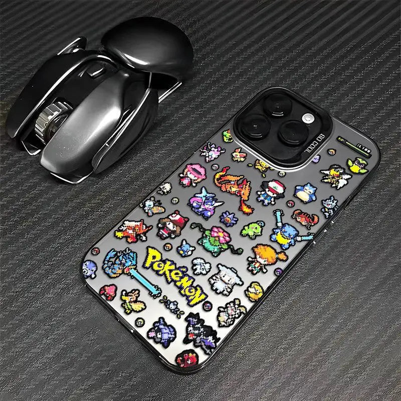 Cute Pixel Style P-Pokemon Pattern Phone Case For iPhone 17 16 15 14 13 12 11ProMax XR XS MAX 78PLUS MINI Y2K Luxury Matte Cover