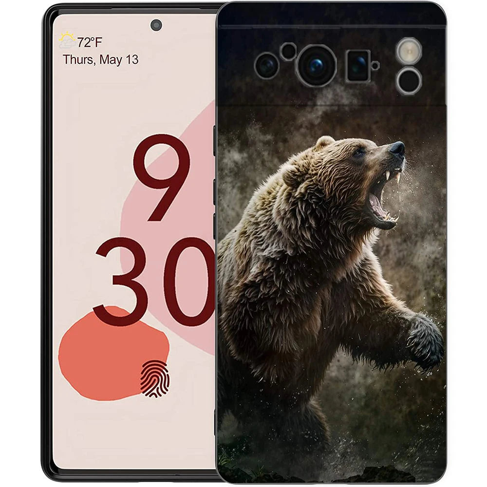 Cartoon Animal Bear Fox Squirrel Phone Case For Google Pixel 10 9 8 7 6 Pro XL 9A 8A 6A 7A 5G Soft Shockproof TPU Black Cover