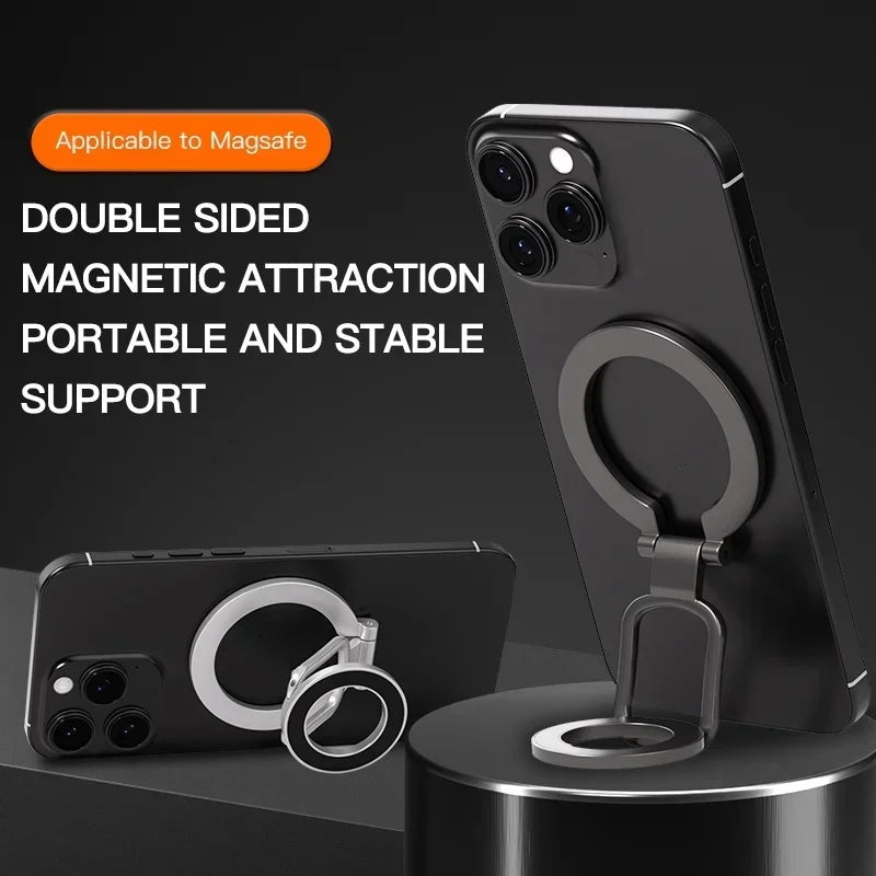 Double Sided Phone Stand Magnetic Phone Ring Holder Kickstand Magnet Grip for MagSafe iPhone 16 15 14 13 12 Pro Max Car Holder