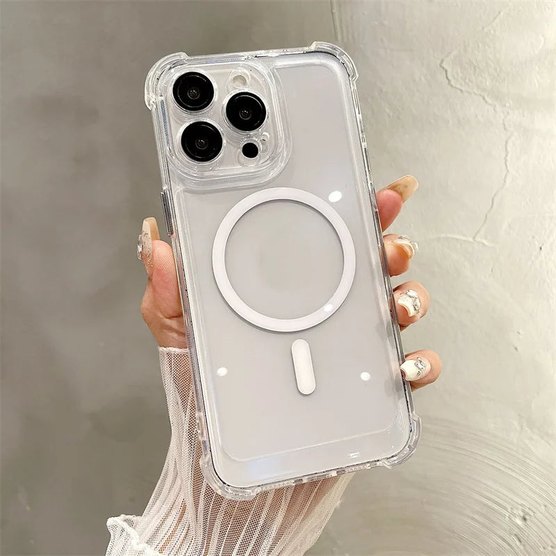 Wireless Charge Case For iPhone 17 16 15 14 13 12 11 Pro Max Magnetic For Magsafe Phone Cases For iPhone Air 15 14 16 Plus Cover