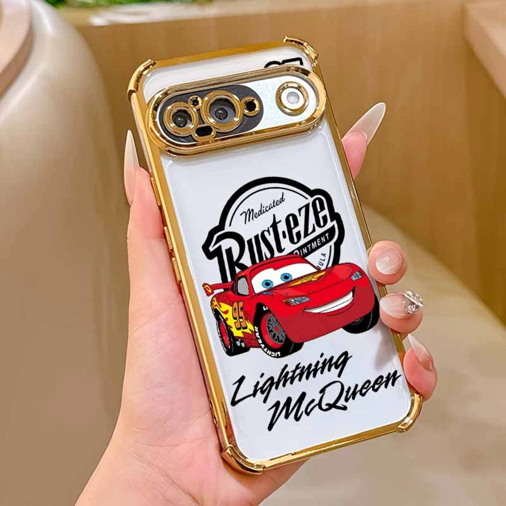 Cars Lightning McQueen Phone Case For Google Pixel 10A 9A 9 8A 8 7A 7 Pro XL Plating Drop-proof Transparent Soft Cover