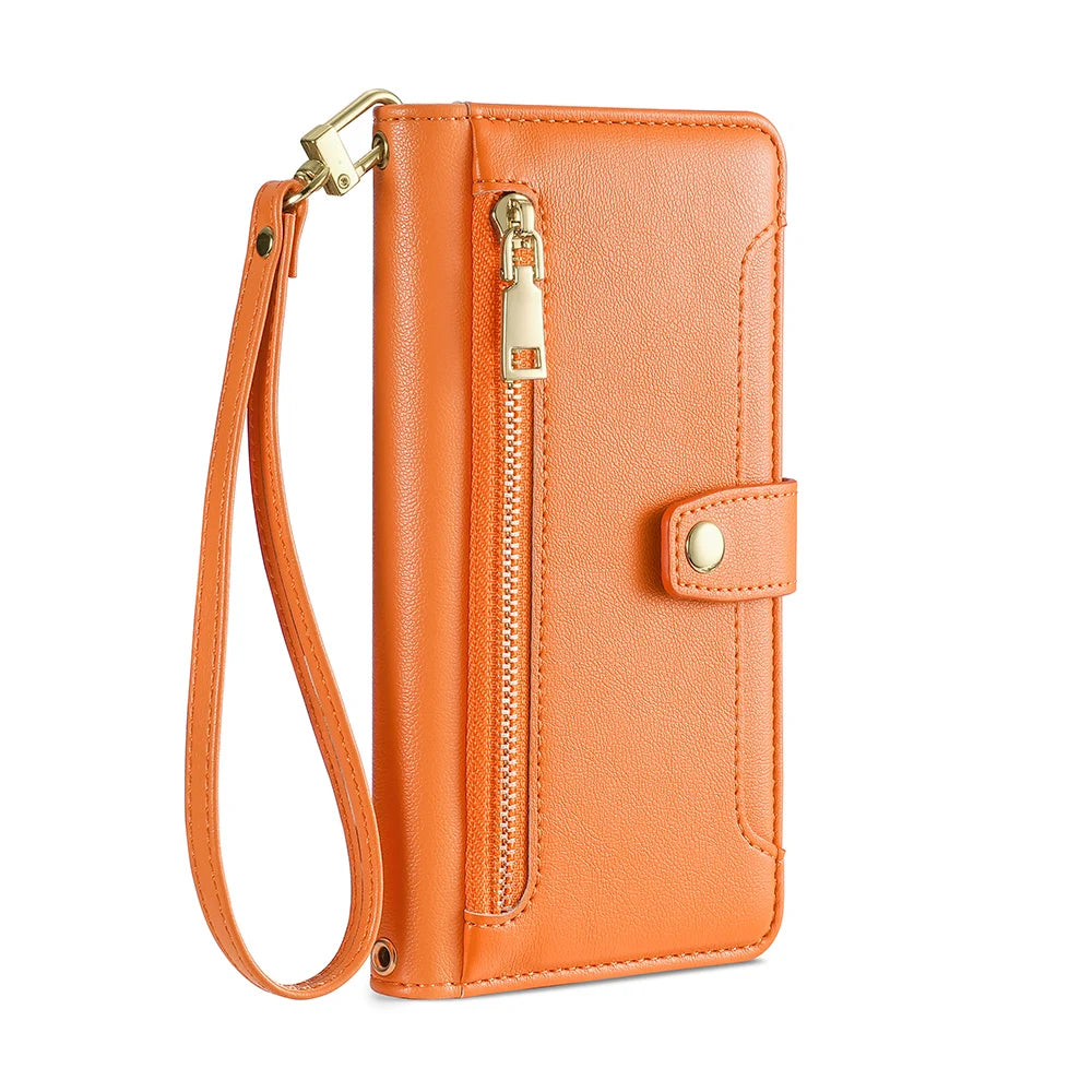 Ladies Card Slots Wallet Crossbody Phone Case for iphone 15 14 13 12 11 Pro Max XS XR 7 6 6 6s Plus SE SE3 Flip Cover with strap