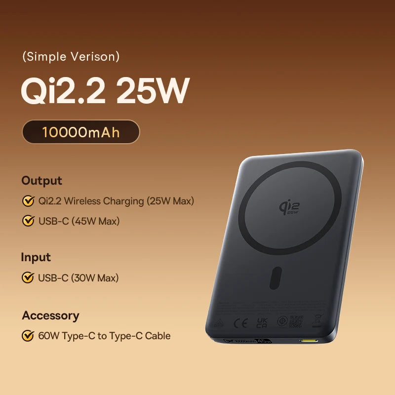 Baseus Qi2.2 25W Power Bank 10000mAh Magnetic Wireless Charging PD 45W USB-C Power Bank For iPhone 17 16 Pro Max Samsung S25