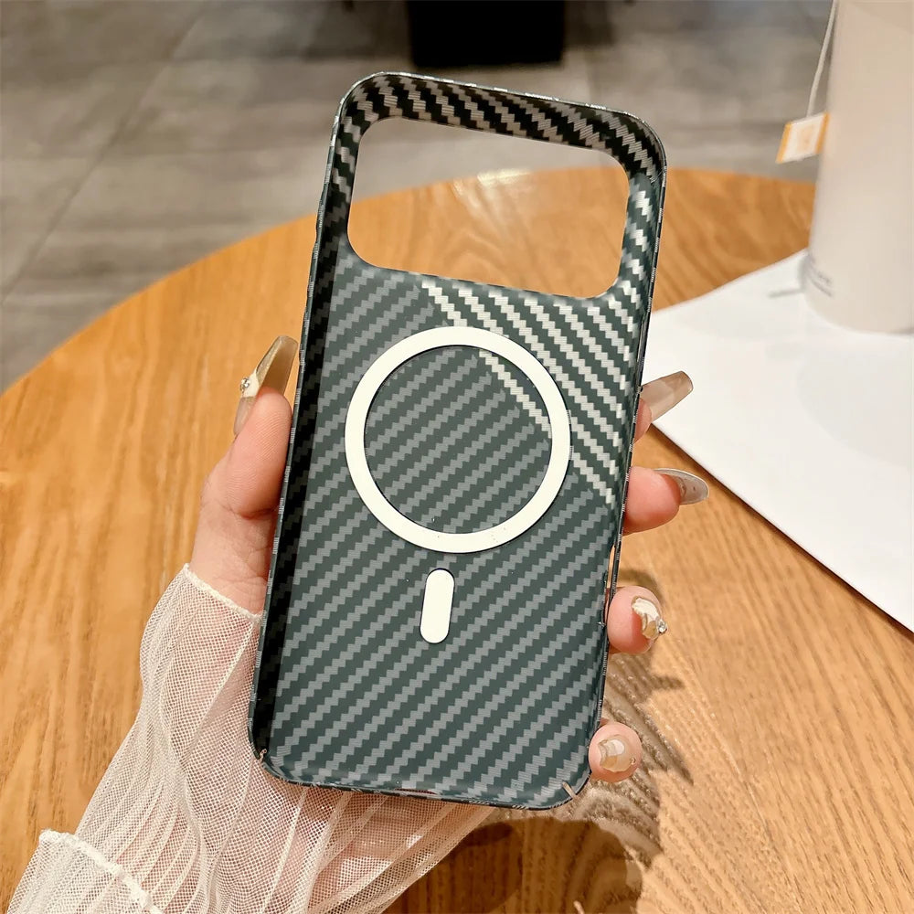 Colourful Kevlar Carbon Fibre Pattern Magnetic Phone Case For iPhone 17 16 15 14 Pro Max Plus Air 13 12 11 Wireless Charge Cover