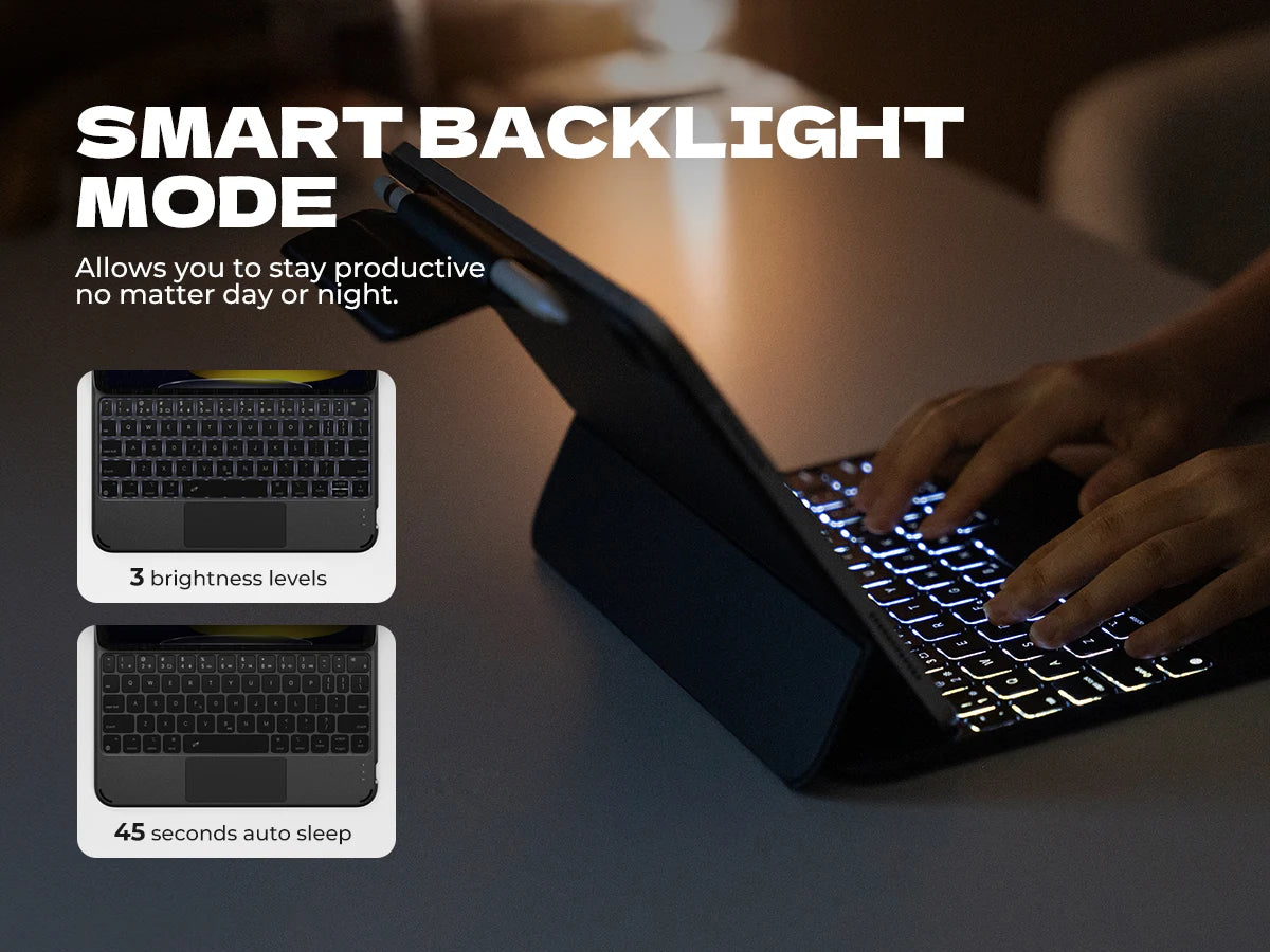 For iPad 11th (A16)/10th Generation Case with Keyboard Ultra-Thin Magnetic Detachable Keyboard Cover MultiTouch Trackpad Backlit