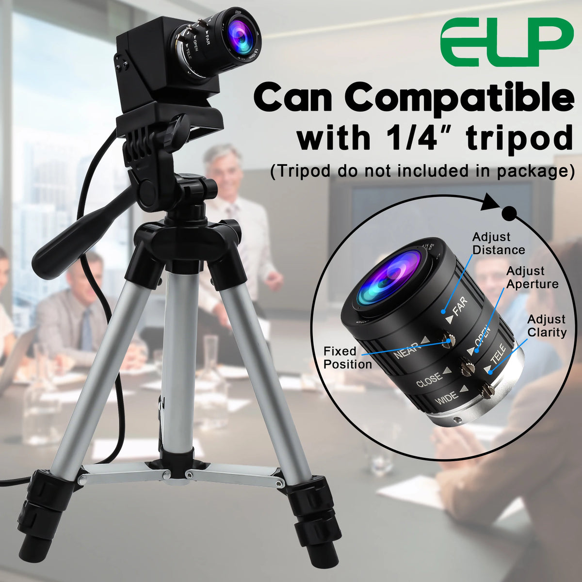 ELP 48MP USB Camera IMX586 8K CMOS UVC Mini USB Webcam Industrial Video Camera with 3.6-10mm Varifocal Zoom Lens