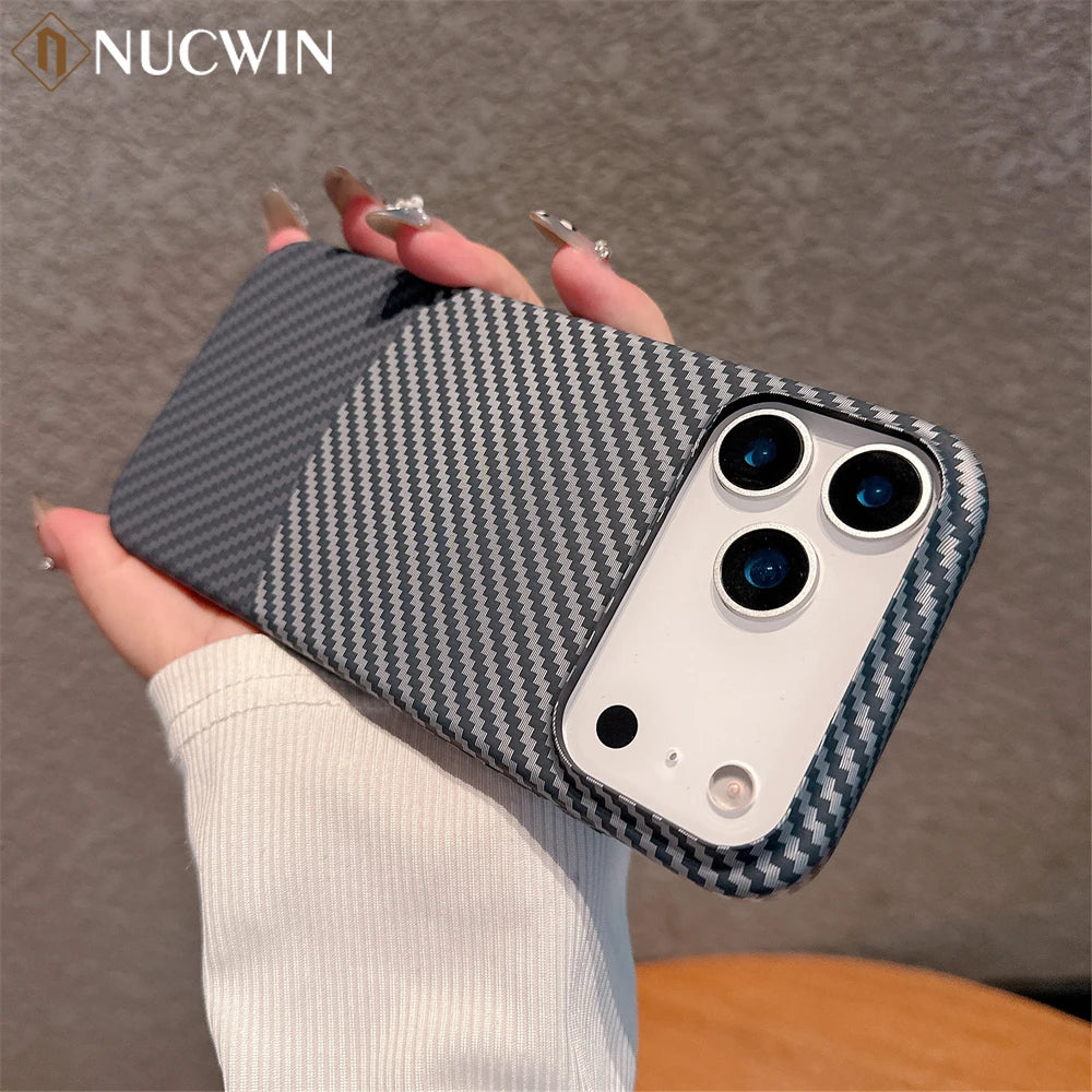 Ultra Slim Carbon Fibre Hard PC Case for iPhone Air 17 Pro Max 16 15 14 Plus 13 12 Pro 11 Color-blocking Full Frame Bumper Cover