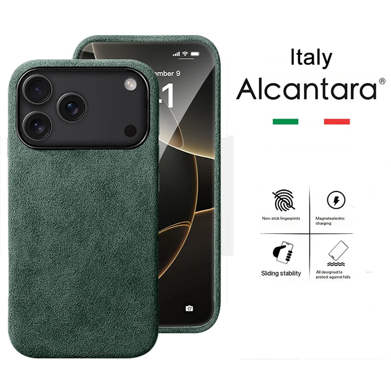 100% Italian Alcantara Magnetic Case for iPhone 17 Pro Max Air Luxury With Magsafe Cover Leather Phone Cases for iPhone 17Pro