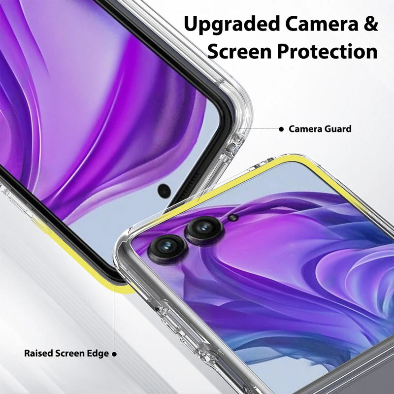For Motorola Moto Razr 50 60 Ultra, Razr+ 2024 2025 Case ELVEV Anti-drop TPU Hard PC Transparent Phone Cover